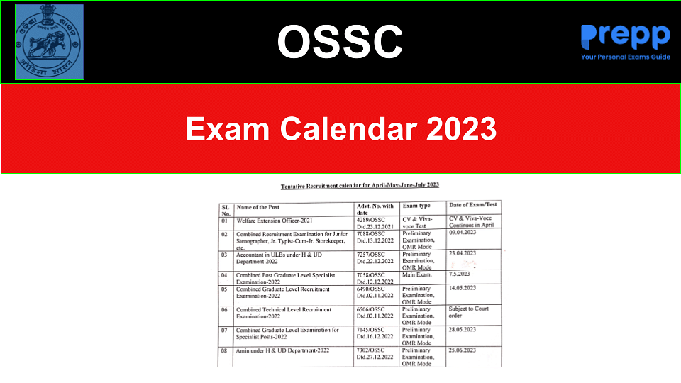 OSSC Exam Calendar 2023 Out For Various Posts Download PDF Here