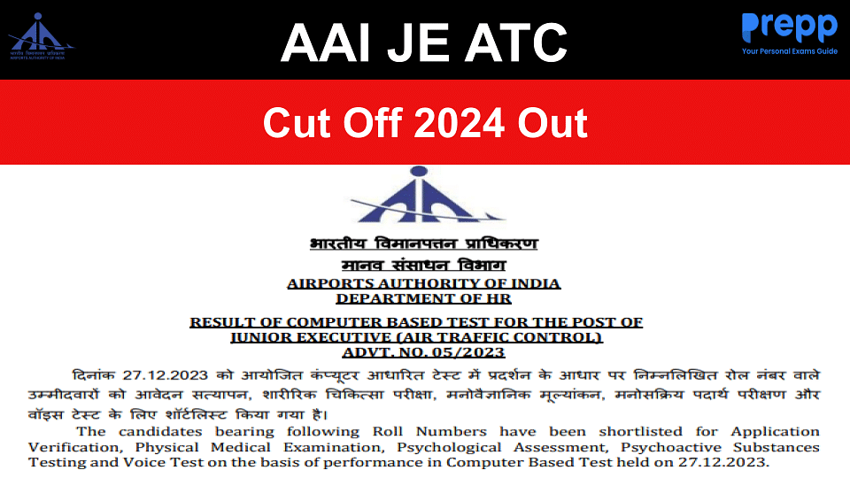 AAI JE ATC Cut Off 2024 Out; Check Category Wise Cut Off Marks