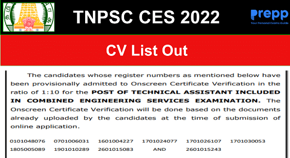 TNPSC CESSE CV List 2023 (Out): Download TN Combined Engineering  Subordinate Services Certificate Verification Date PDF!