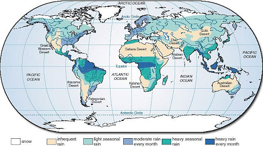 Global Distribution of Rainfall - Geography Notes